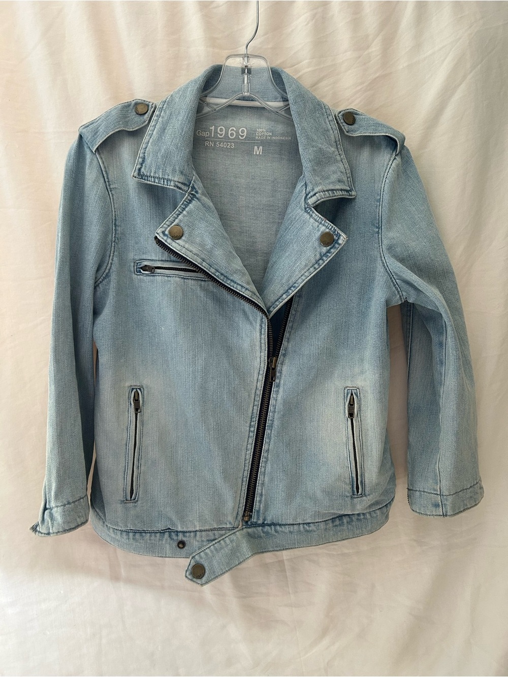 GAP Light Blue Denim Moto Jacket - Women’s